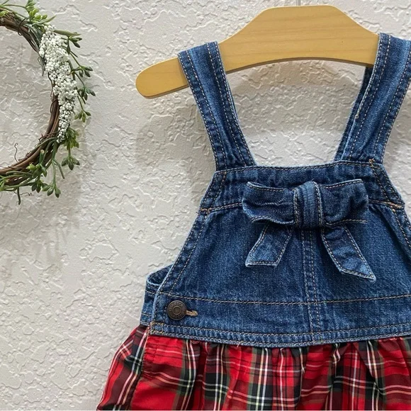 OshKosh Plaid Overall Dress - Size 18 months - Picture 3 of 4